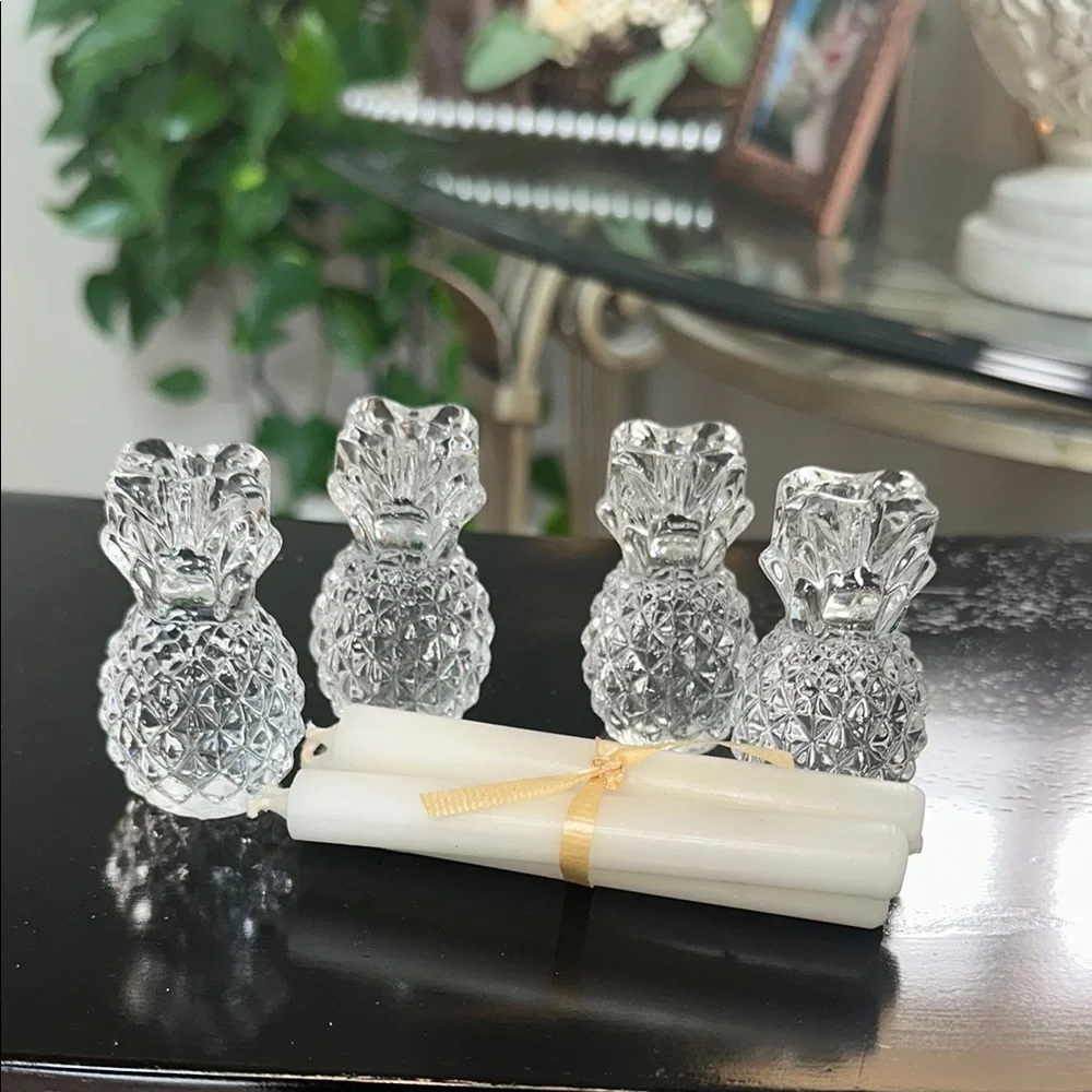 Crystal Pineapple Candle Holders - Set of 4 Williams Sonoma 🍍